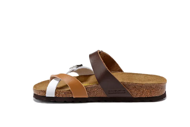Birkenstock Arizona Sandales Casual Marron et Blanc 4