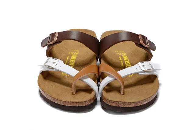 Birkenstock Arizona Sandales Casual Marron et Blanc 5