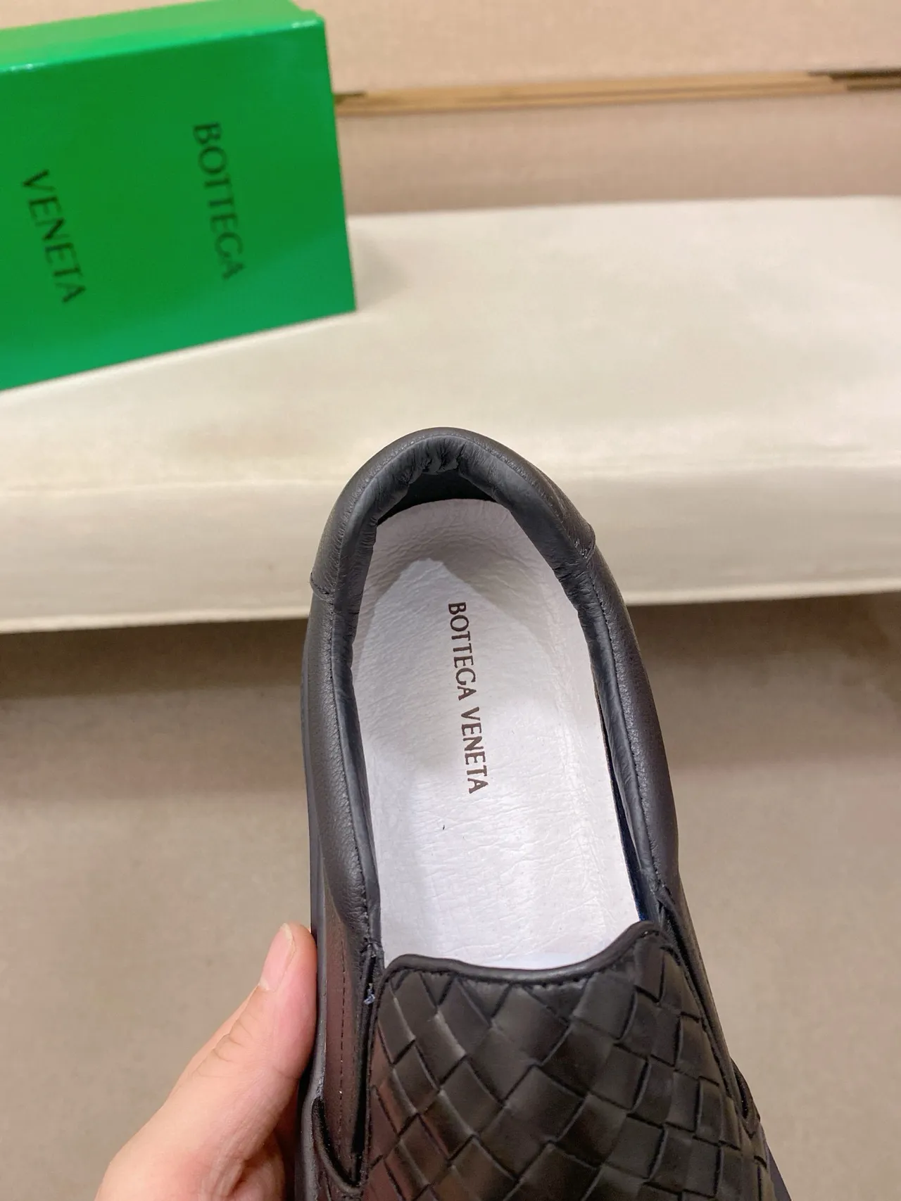Bottega Veneta Cassette Noir Tissé Intrecciato Cuir Slip-On Construction Mocassins 6