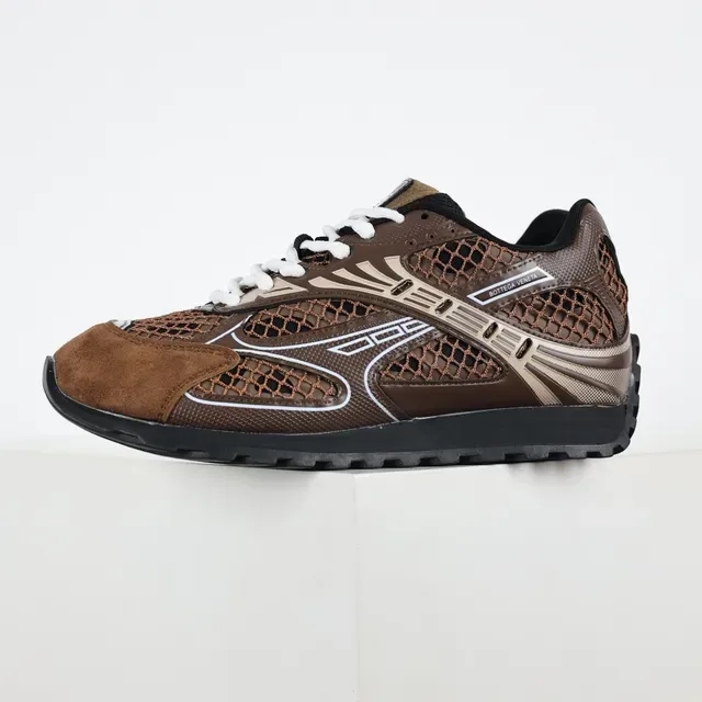 Bottega Veneta Cassette Chaussures Lifestyle Marron en Maille et Daim 9