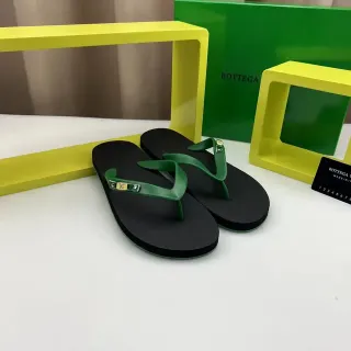 Bottega Veneta Green Strap Black Sole Slippers