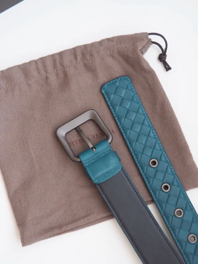 بوتيغا فينيتا إنتيرشياتو منسوج Teal حزام جلدي 3