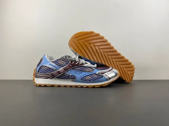 Bottega Veneta Mesh and Metallic Overlay Sneaker 12