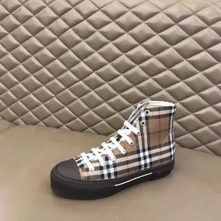 Burberry House Check High-Top Sneaker Beige Black Plaid Canvas Lifestyle Sneakers