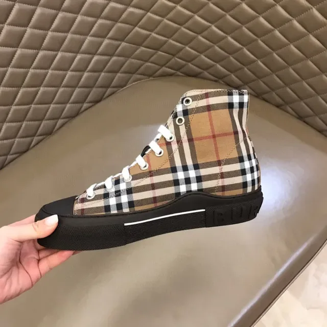 Burberry House Check High-Top Sneaker Beige Black Plaid Canvas Lifestyle Sneakers 2