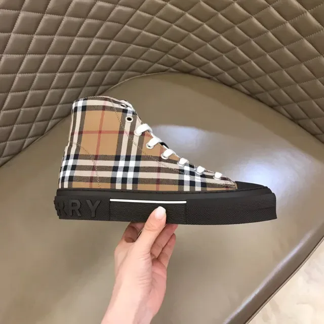 Burberry House Check High-Top Sneaker Beige Black Plaid Canvas Lifestyle Sneakers 6