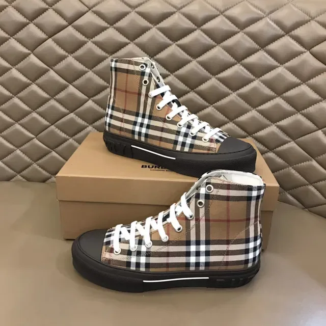 Burberry House Check High-Top Sneaker Beige Black Plaid Canvas Lifestyle Sneakers 7