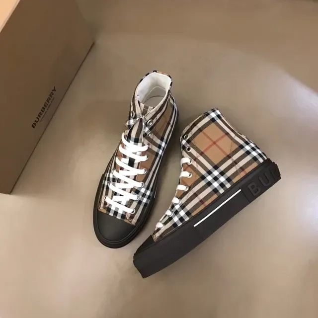 Burberry House Check High-Top Sneaker Beige Black Plaid Canvas Lifestyle Sneakers 8
