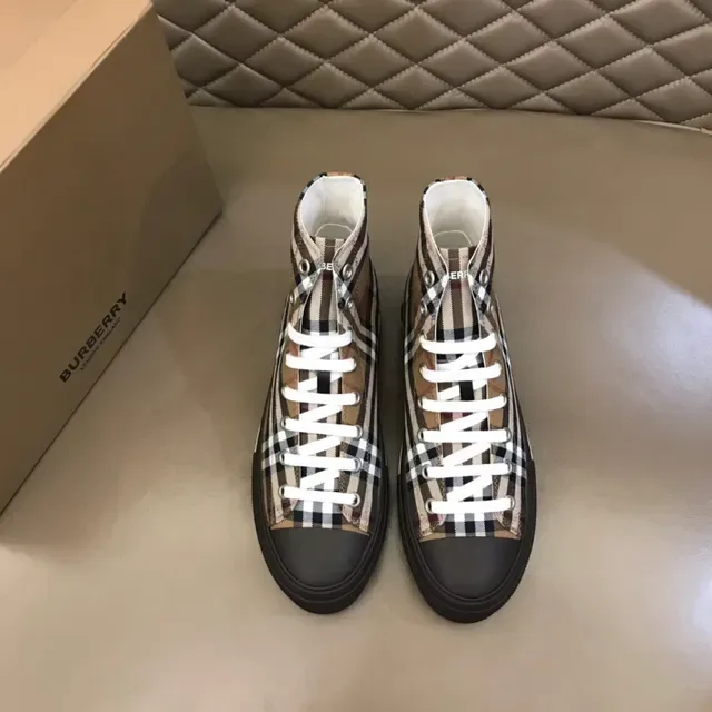 Burberry House Check High-Top Sneaker Beige Black Plaid Canvas Lifestyle Sneakers 9