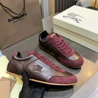 Burberry Knight Burgundy and Brown Leather Suede Lifestyle Sneakers