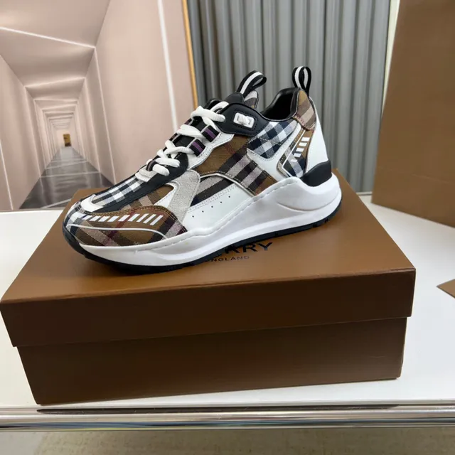 Burberry Knight Multicolor White Nova Check Paneling Sculpted Midsole Chunky Sneakers 1