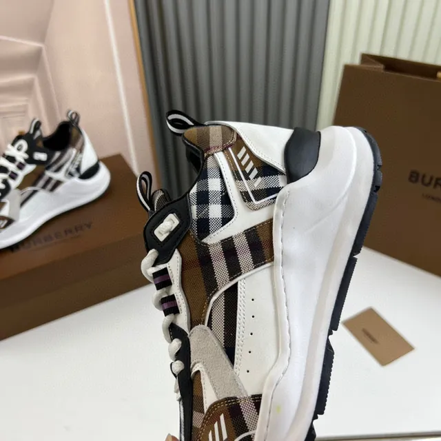 Burberry Knight Multicolor White Nova Check Paneling Sculpted Midsole Chunky Sneakers 3
