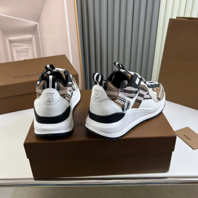 Burberry Knight Multicolor White Nova Check Paneling Sculpted Midsole Chunky Sneakers 6