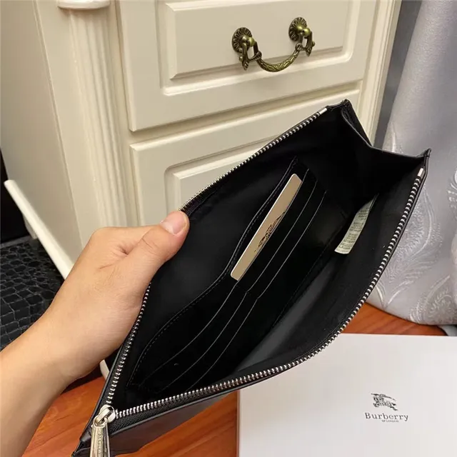 Burberry Knight Navy Check Envelope Clutch 2