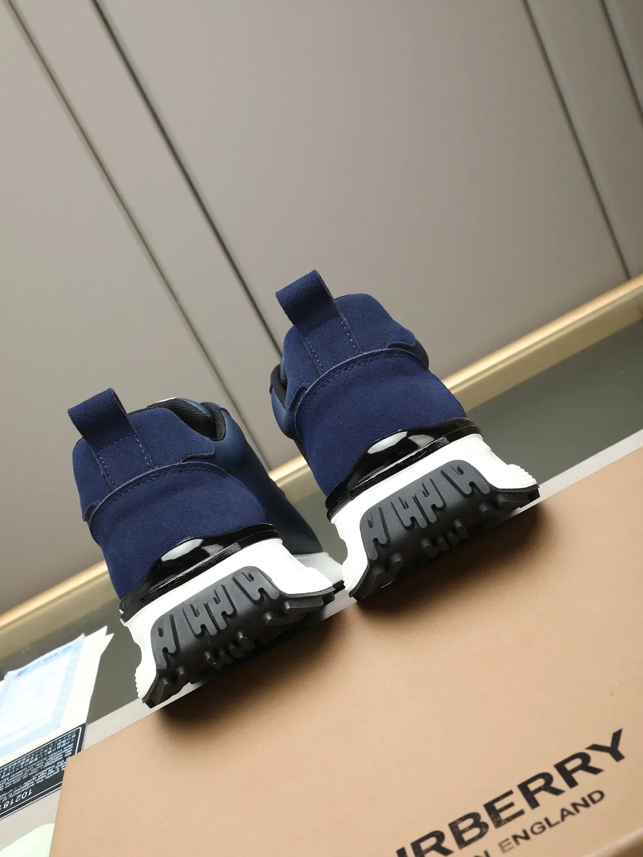 Burberry Knight Navy Leather Chunky Sneakers 2