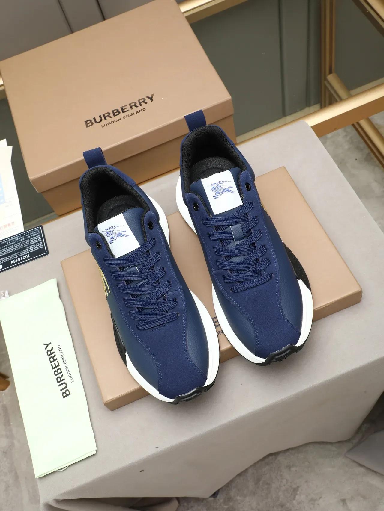 Burberry Knight Navy Leather Chunky Sneakers 3