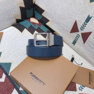 Burberry Knight উল্টানো যোগ্য টেক্সচার্ড নীল চামড়ার বেল্ট