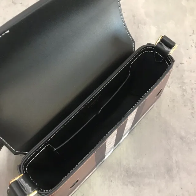 Burberry Lola Check and Black Leather Underarm Bag 3