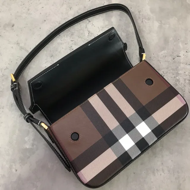 Burberry Lola Check and Black Leather Underarm Bag 4