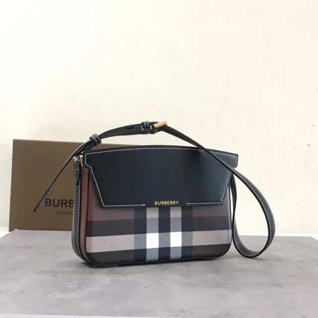 Burberry Lola Check and Black Leather Underarm Bag 5
