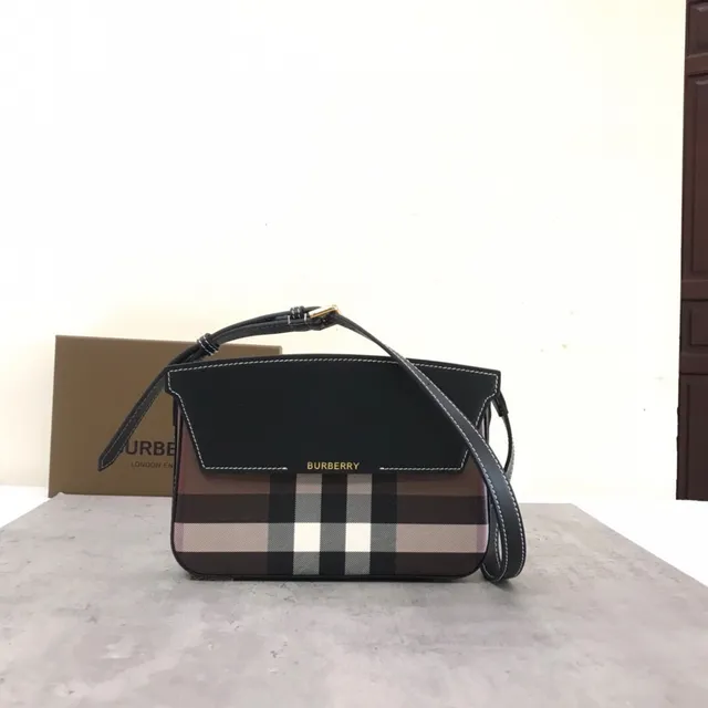 Burberry Lola Check and Black Leather Underarm Bag 6