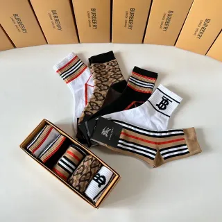 Burberry Monogram and Stripe Crew and Ankle Socks