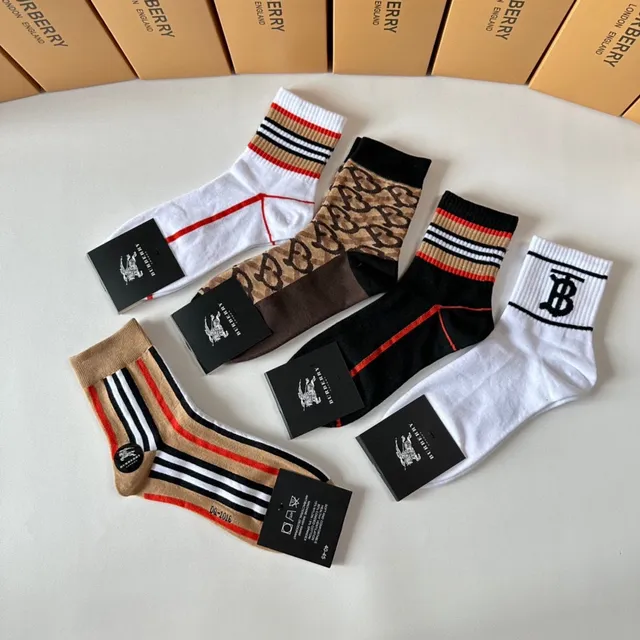 Burberry Monogram and Stripe Crew and Ankle Socks 5