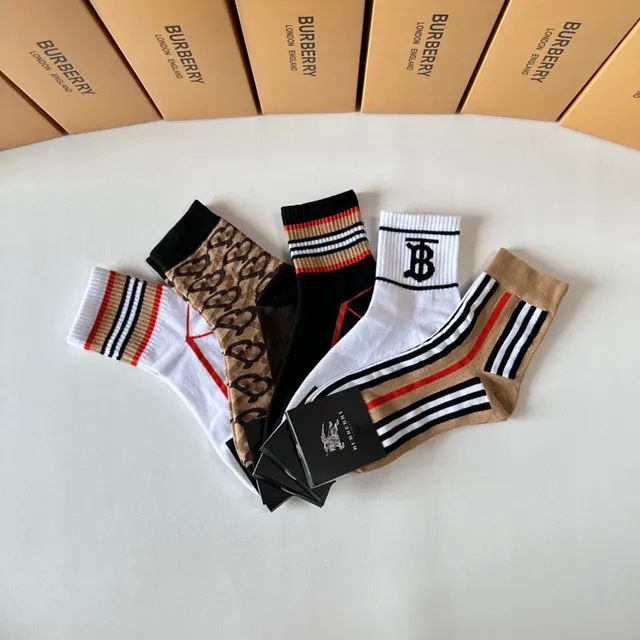 Burberry Monogram and Stripe Crew and Ankle Socks 7