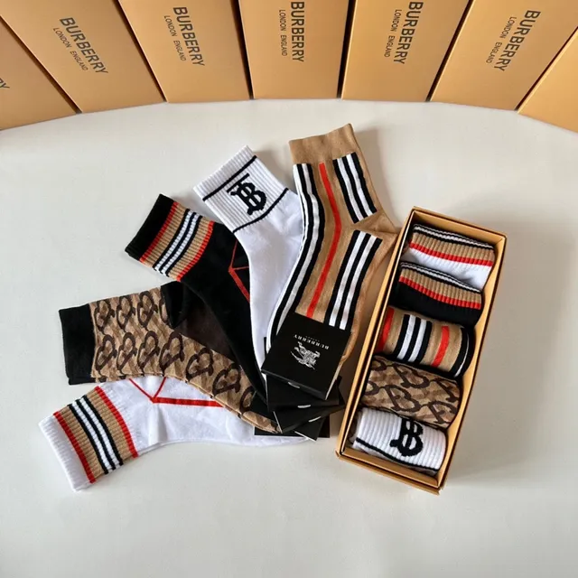 Burberry Monogram and Stripe Crew and Ankle Socks 9