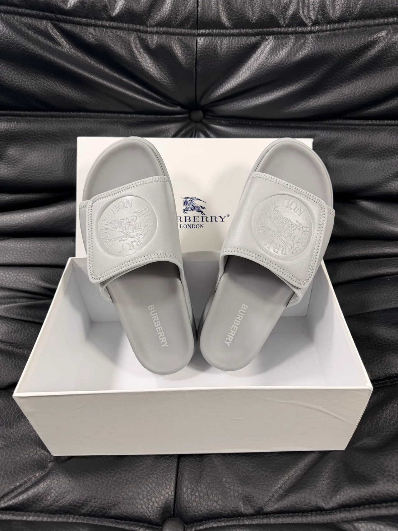 Burberry Slide Slipper Gray Molded Rubber Slippers 4