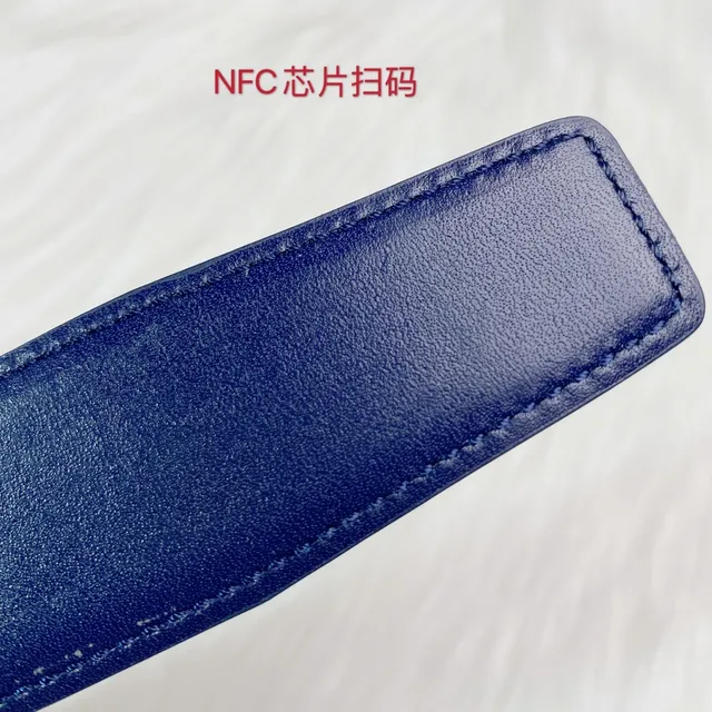 Burberry TB Monogram Belt Navy Blue Leather Belt 3