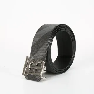 Burberry TB Monogram Black and Gray Check Leather Belt
