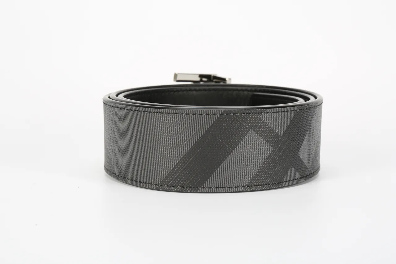Burberry TB Monogram Black and Gray Check Leather Belt 4