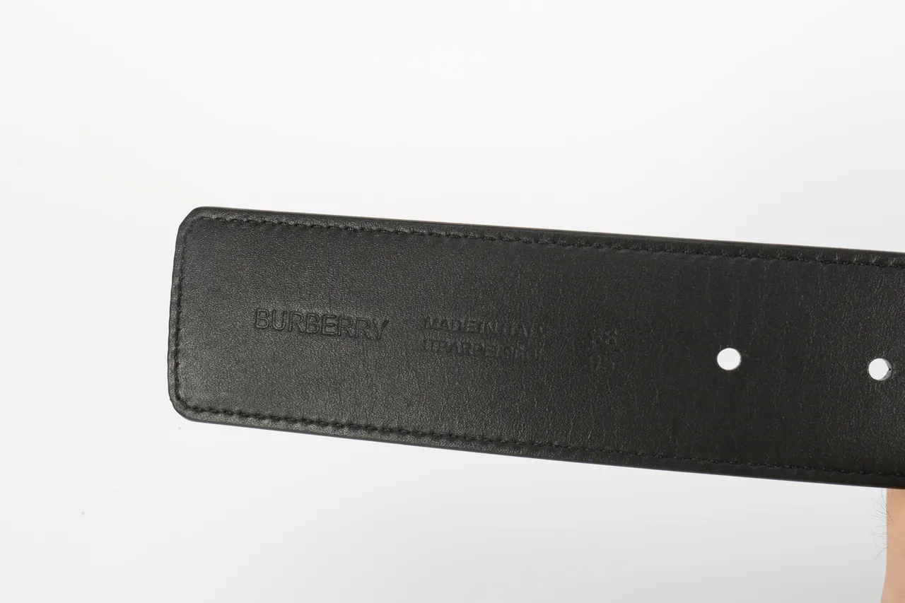 Burberry TB Monogram Black and Gray Check Leather Belt 6