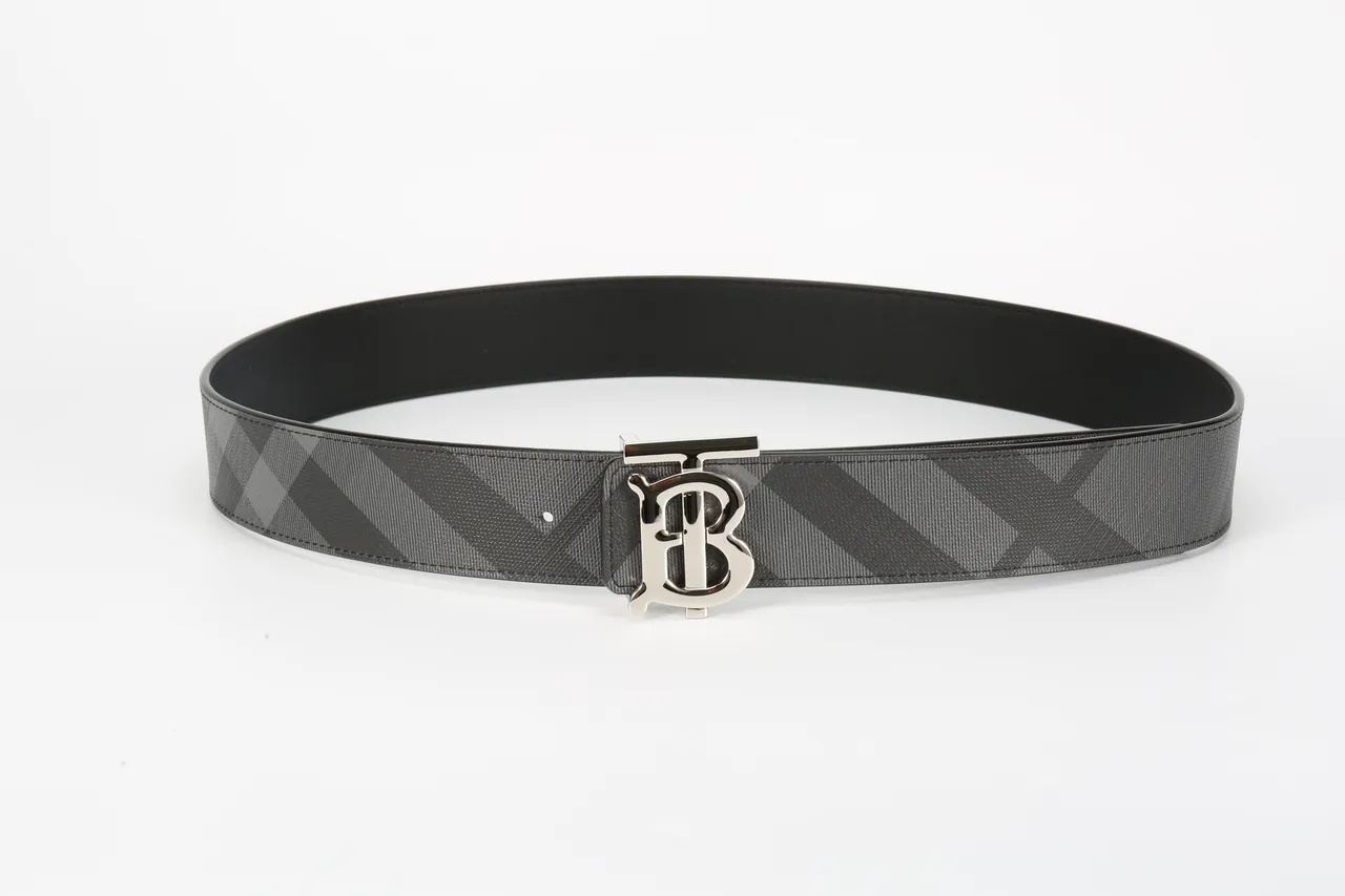 Burberry TB Monogram Black and Gray Check Leather Belt 8