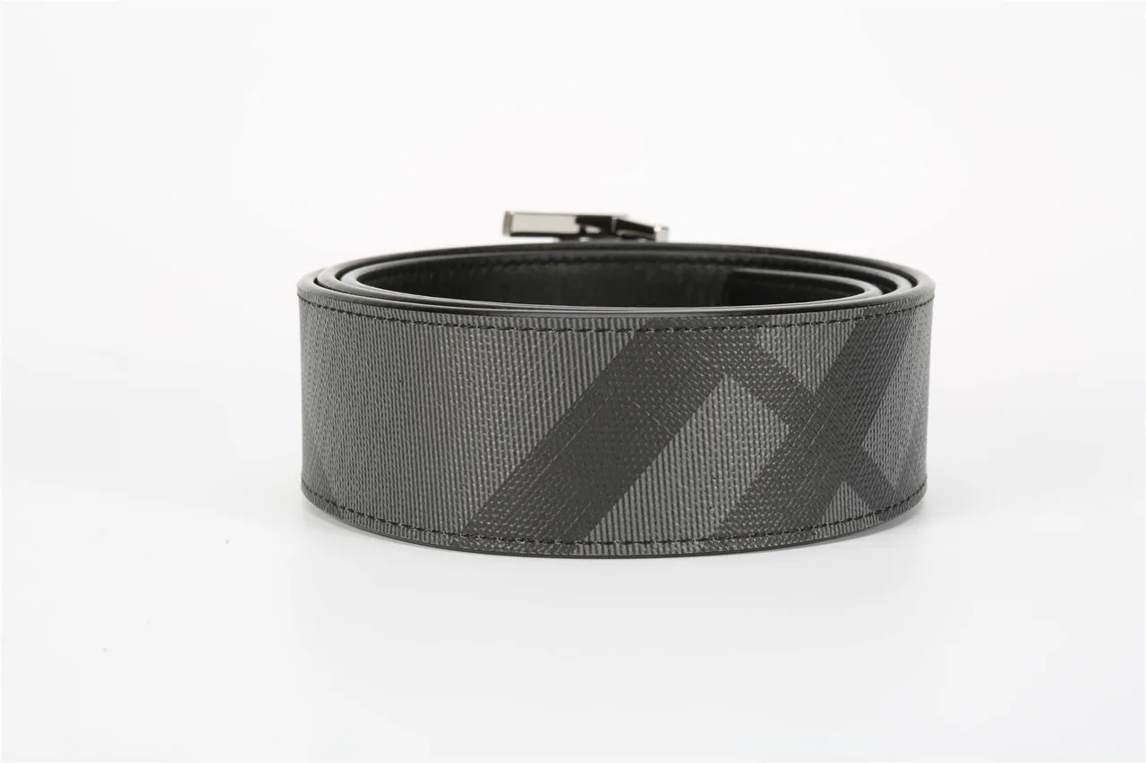 Burberry TB Monogram Black and Gray Check Leather Belt 11