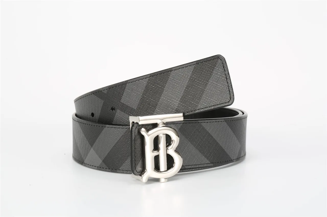 Burberry TB Monogram Black and Gray Check Leather Belt 12