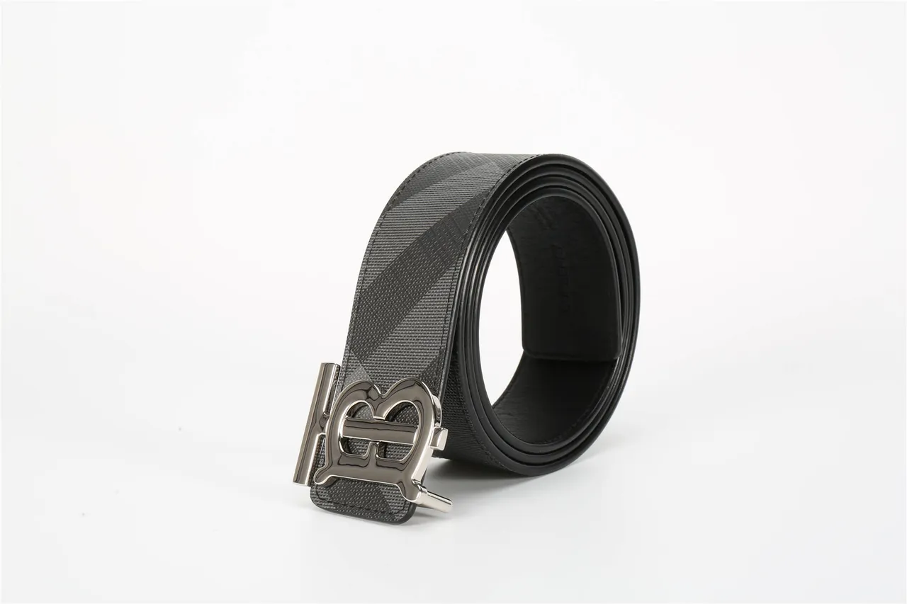 Burberry TB Monogram Black and Gray Check Leather Belt 13