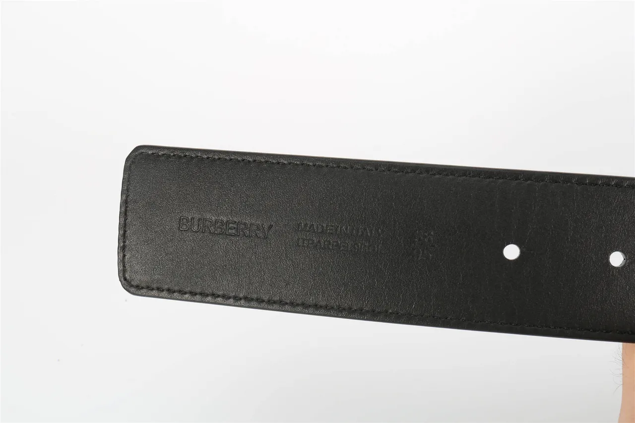 Burberry TB Monogram Black and Gray Check Leather Belt 14
