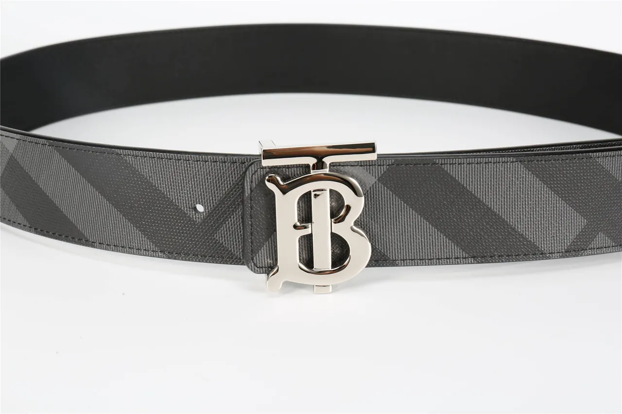 Burberry TB Monogram Black and Gray Check Leather Belt 15