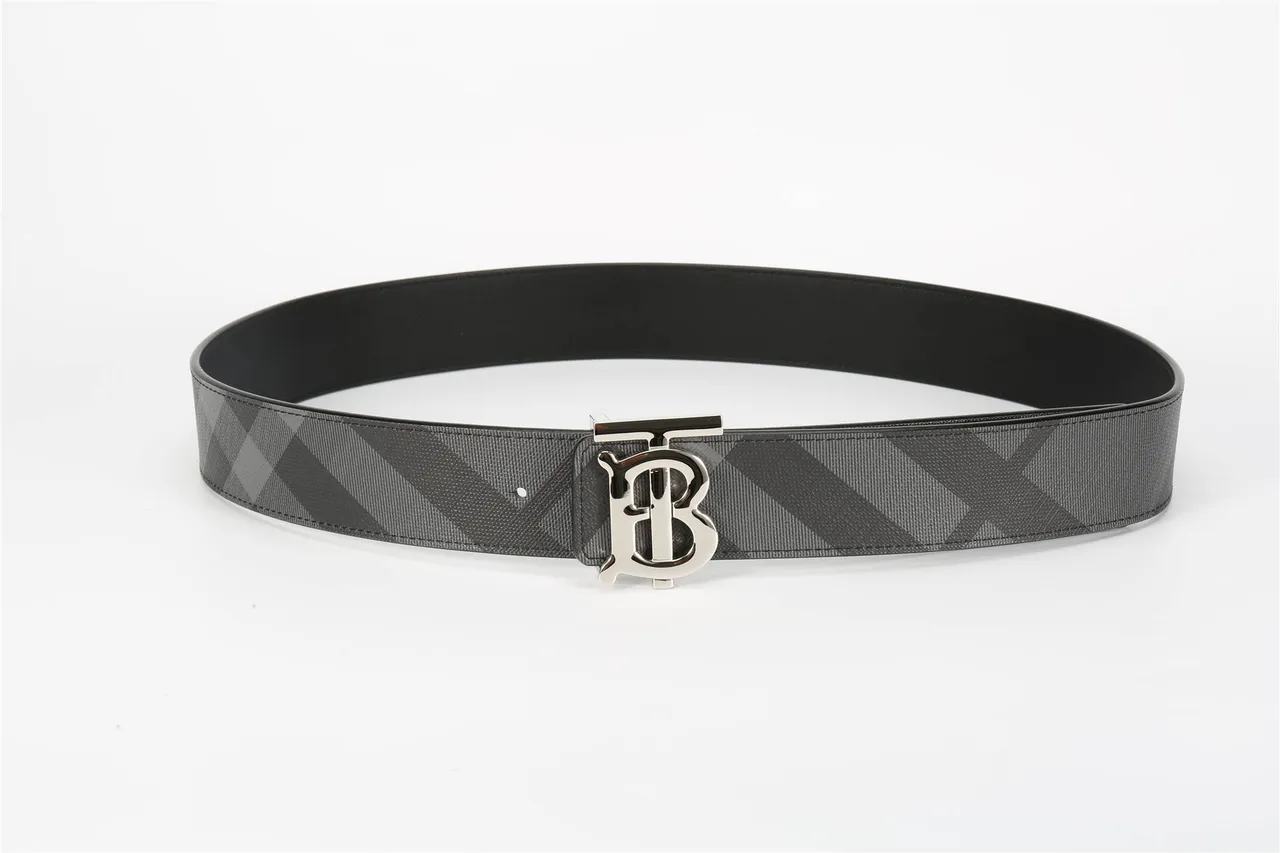 Burberry TB Monogram Black and Gray Check Leather Belt 16