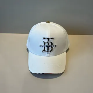 Burberry Blanco Negro Estructurada Seis Paneles Bordada Monograma Gorra de béisbol