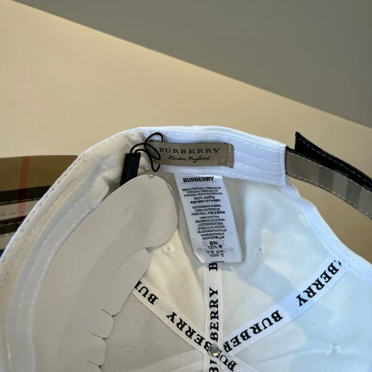 Burberry White Black Structured Six-Panel Embroidered Monogram Baseball Cap 4
