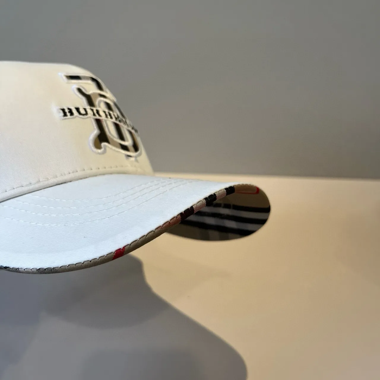 Burberry White Black Structured Six-Panel Embroidered Monogram Baseball Cap 5