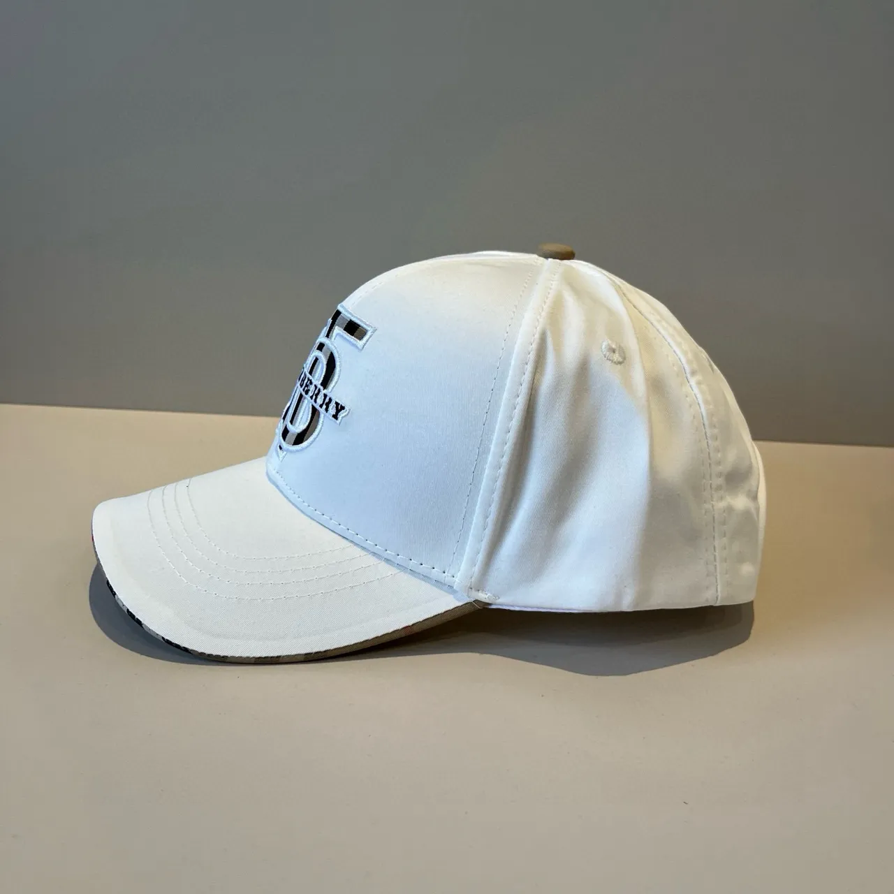 Burberry White Black Structured Six-Panel Embroidered Monogram Baseball Cap 7
