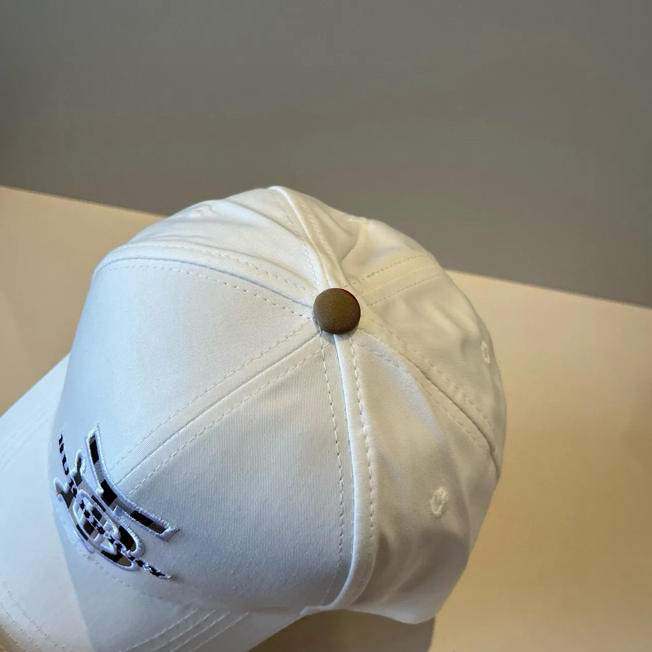 Burberry White Black Structured Six-Panel Embroidered Monogram Baseball Cap 8