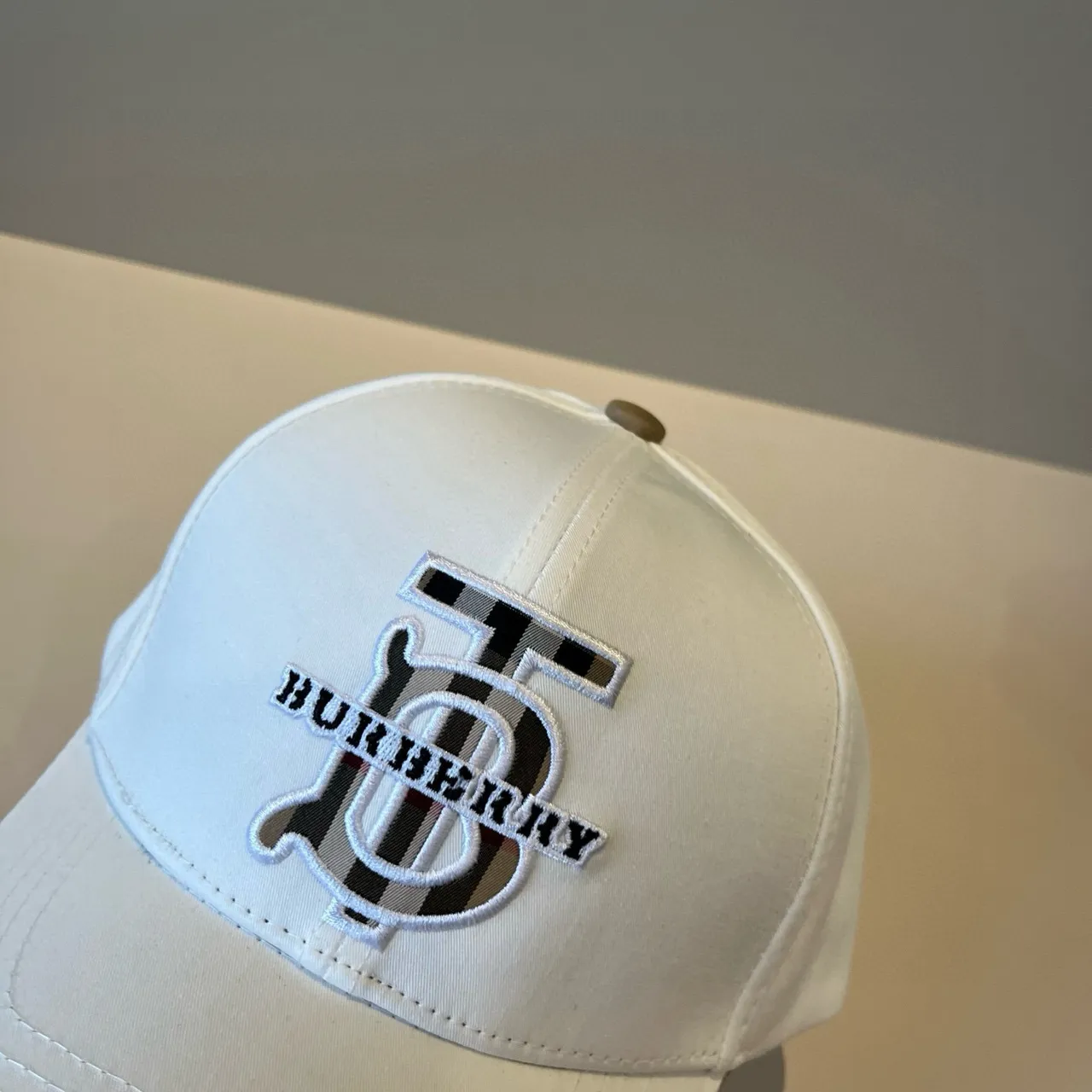 Burberry White Black Structured Six-Panel Embroidered Monogram Baseball Cap 9