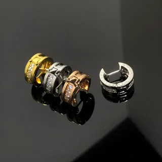 Bvlgari B.zero1 सोने चांदी जड़ित गोलाकार त्रिपट्टी कानफूल