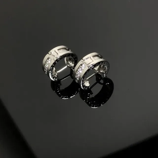 Bvlgari B.zero1 Brincos de ouro e prata bisagra aro tripla faixa 3