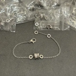 Bvlgari B.zero1 Pavé সিলিন্ডার রূপার চেইন ব্রেসলেট